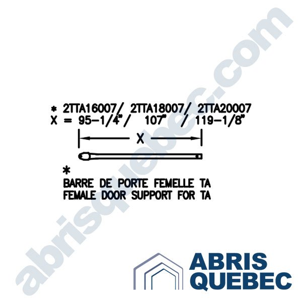 Pièce pour abri auto : 2TTA16007, 2TTA18007, 2TTA20007