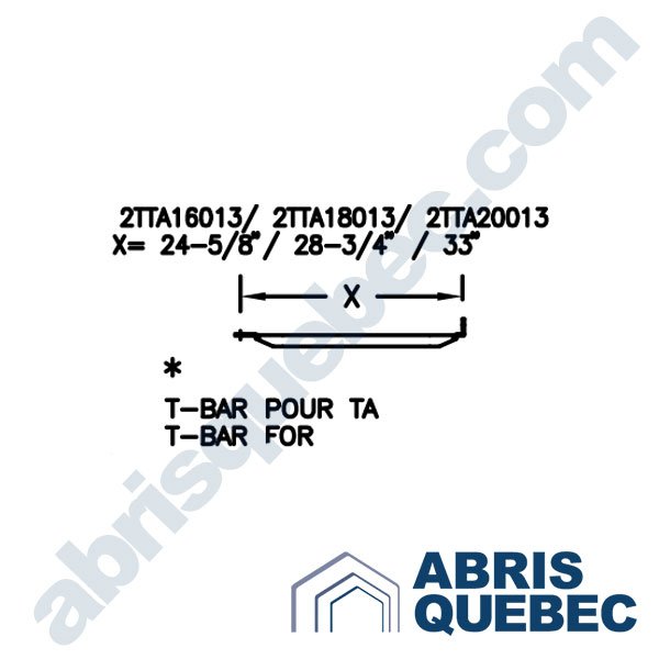 Pièce pour abri auto : 2TTA16013, 2TTA18013, 2TTA20013