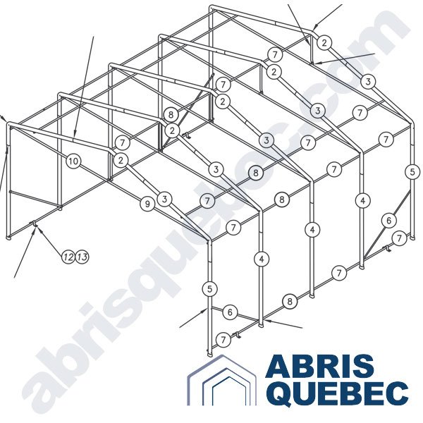 Structure de l'abri TA-R 16, TA-R 18, TA-R 20 Harnois